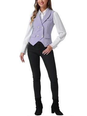 Inspired Chic women’s light purple double breasted business suit vest